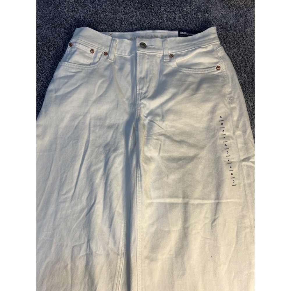 American Eagle Dreamy Drape Ultra Wide Leg Jeans White Low Rise 0 Short 25w NWT